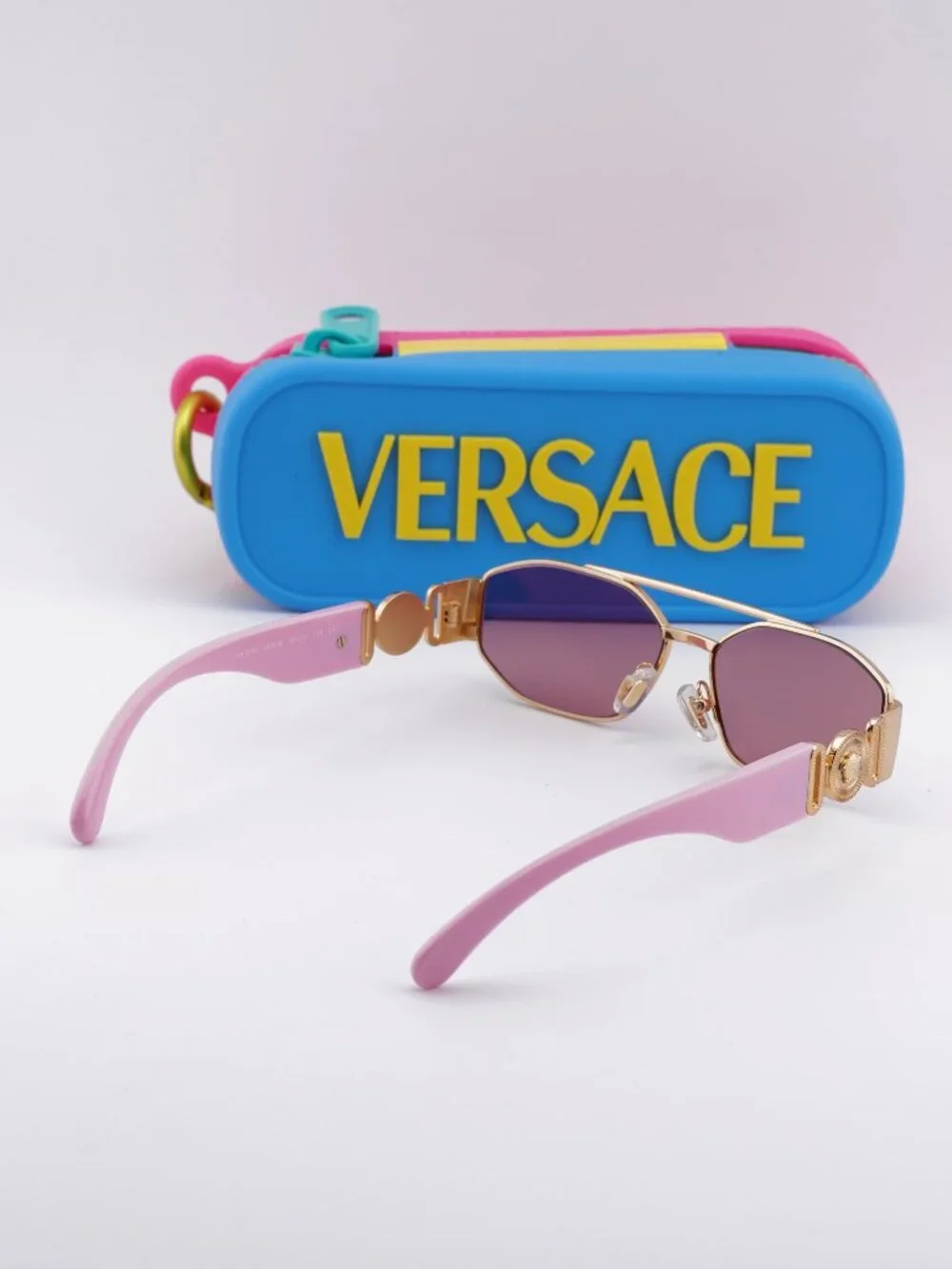 Versace Kids VK2003 10029L Rectangle Sunglasses - Pink/Gold / Pink Mirror